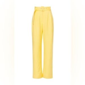 ASHLEY PARK RTR Yellow Trousers attached belt wide leg high waisted size 6